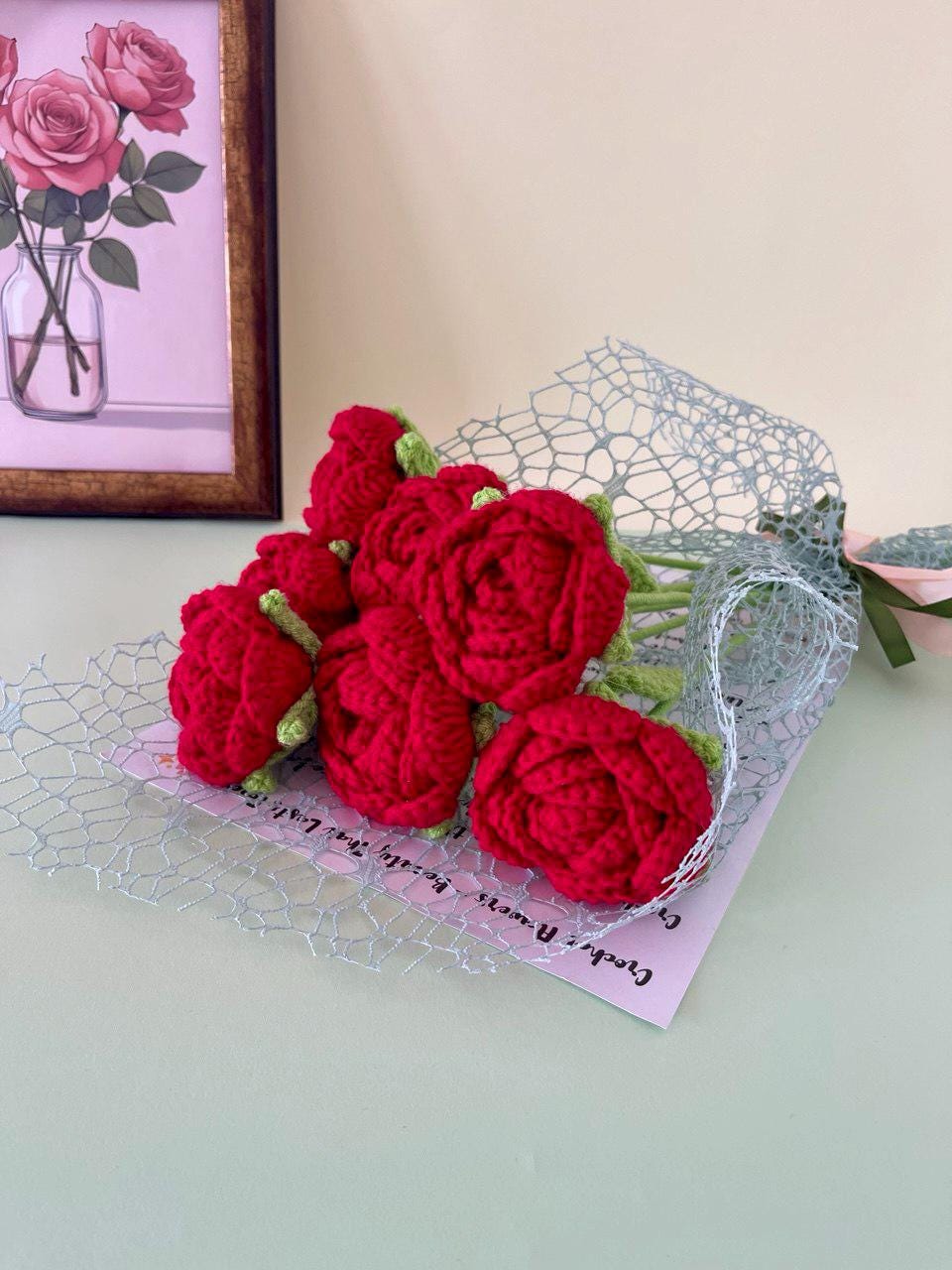 Handmade Crochet Flower Bouquet Home Decor Gift