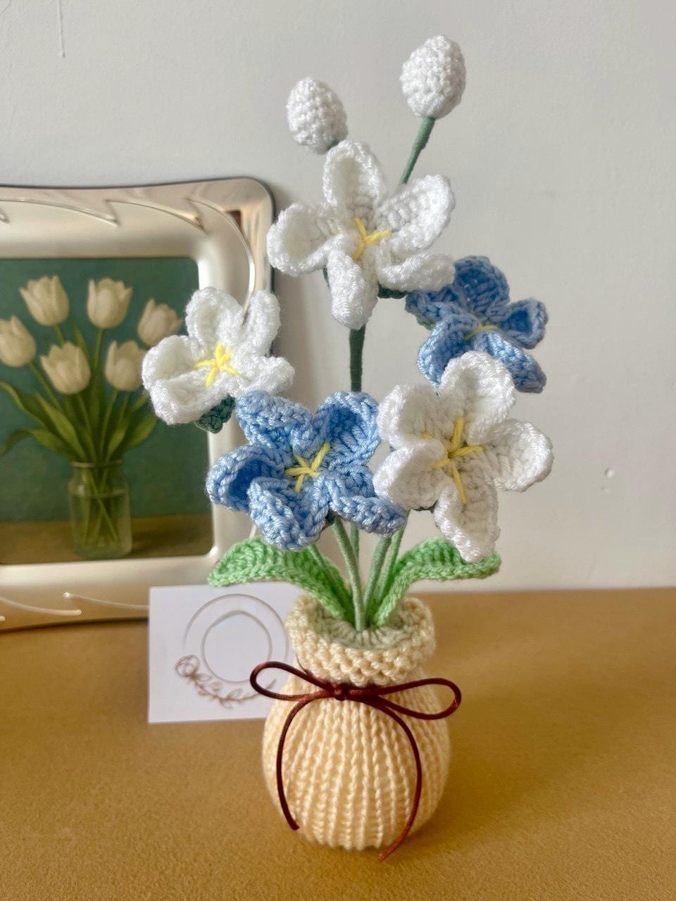 Handmade Crochet Flower Decorative Piece for Shelf Display and Tabletop Home Decor