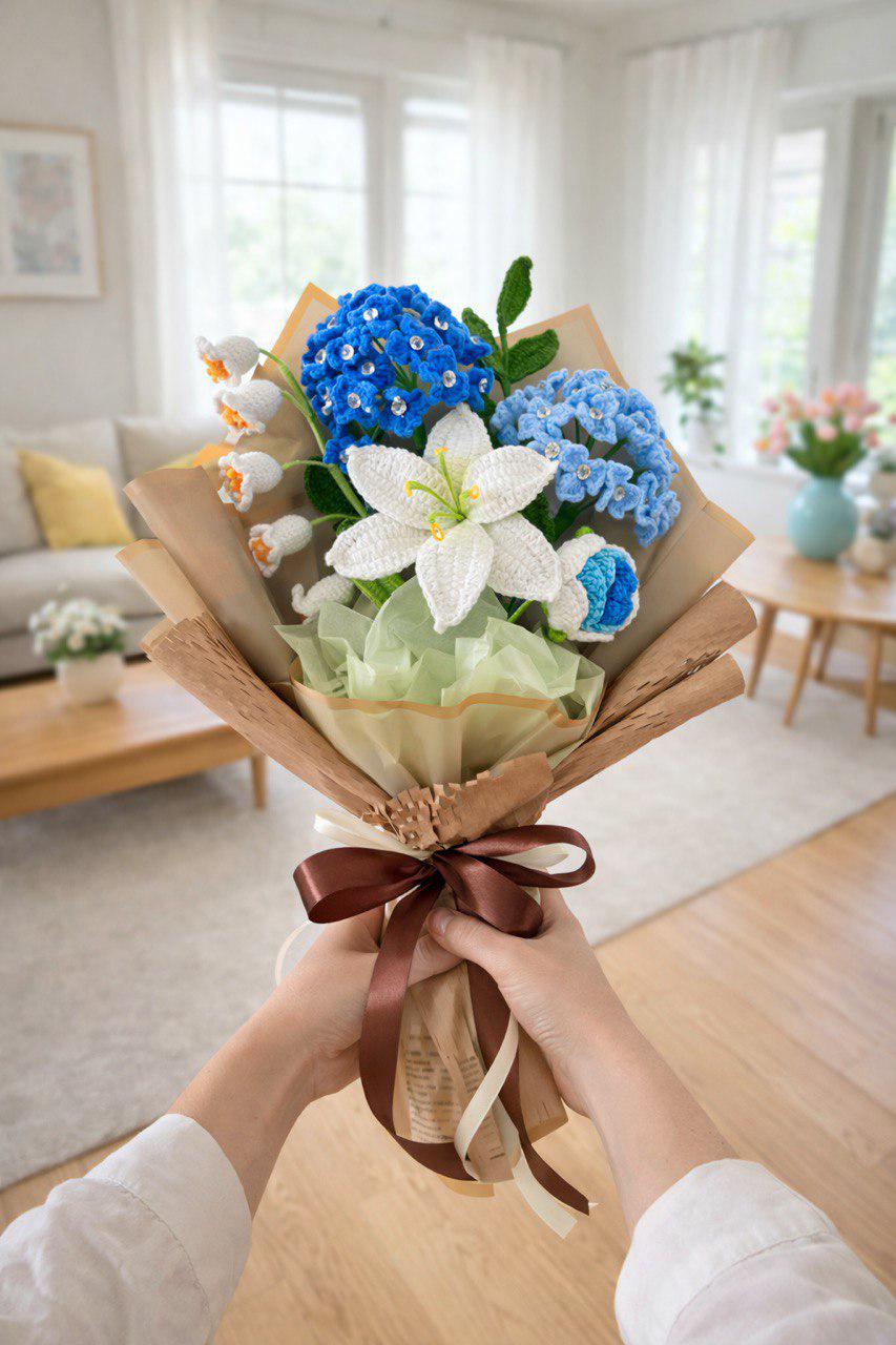 Crochet Flower Bouquet for Teacher – Handmade – No Fading