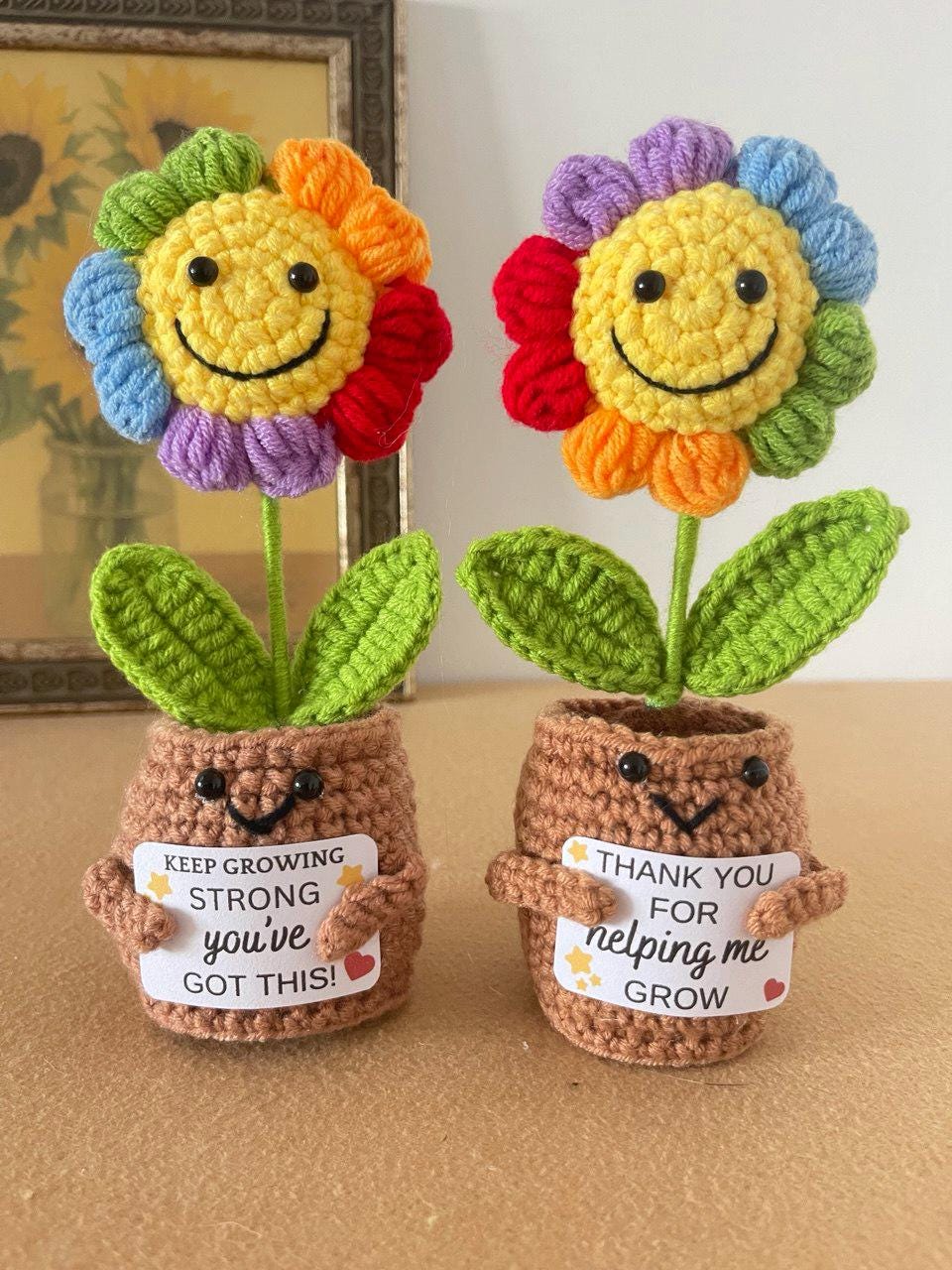 Mother’s Day Crochet Flower Gift – Handmade Lily, Tulip or Rose – Personalized Plaque – Meaningful Gift for Mom