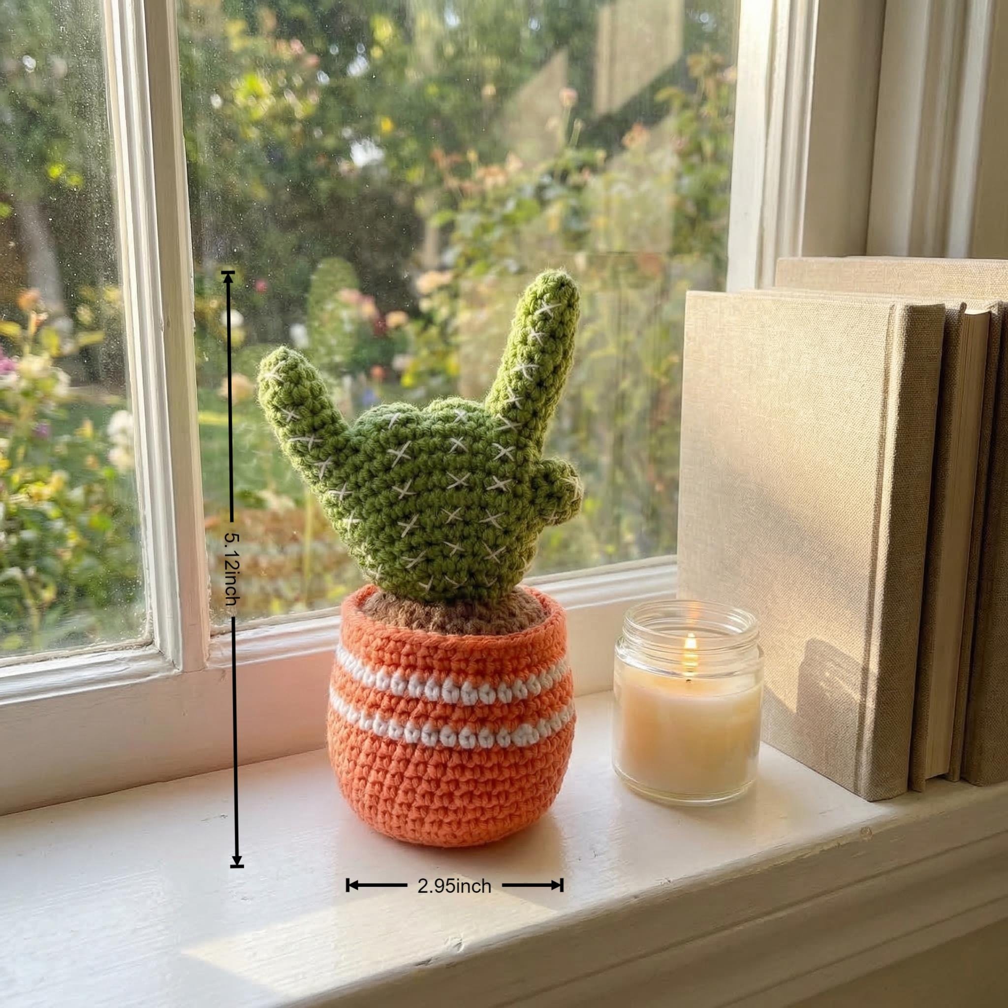 Handmade Crochet Cactus in Pot, Cute Desk Plant, Office Decoration
