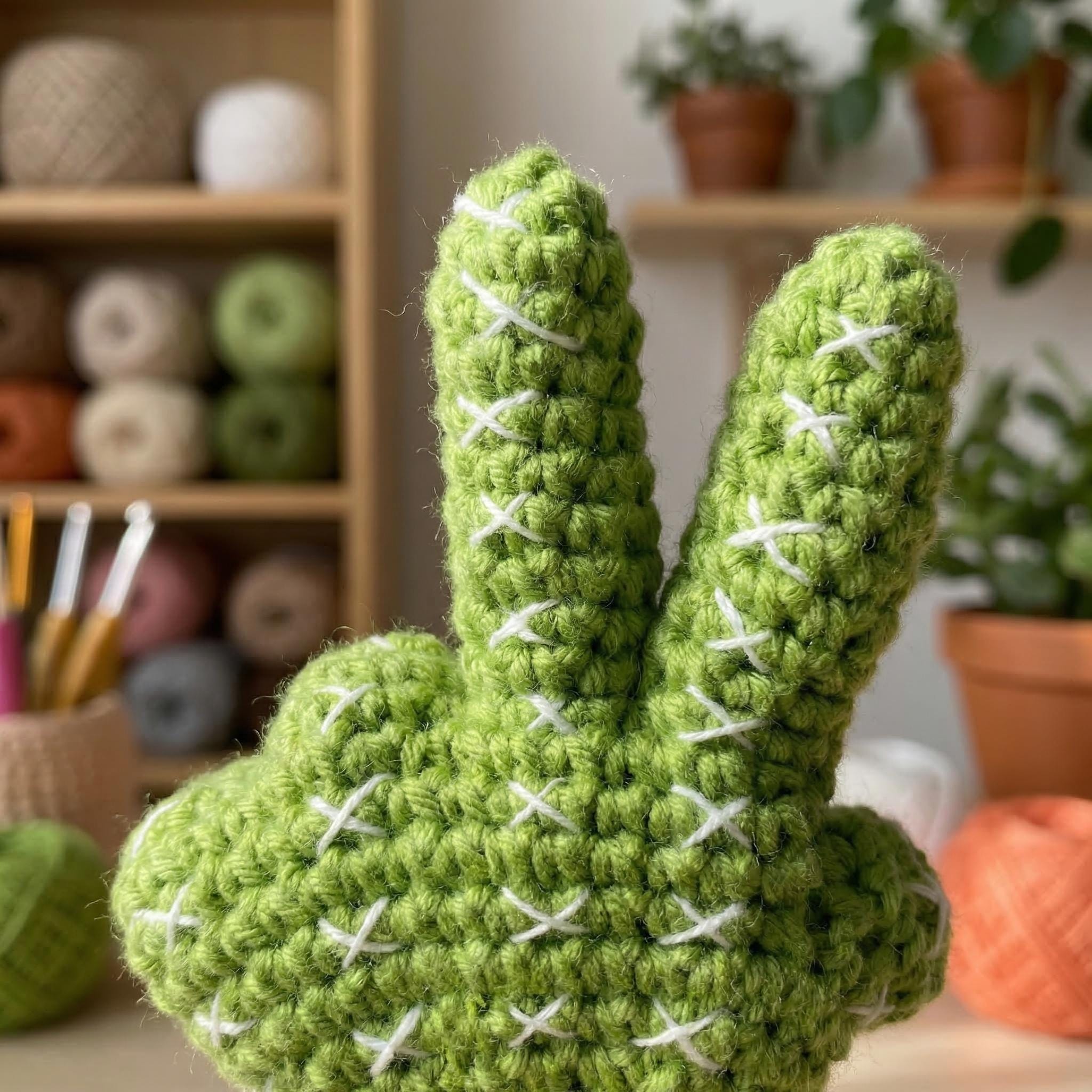 Handmade Crochet Cactus in Pot, Cute Desk Plant, Office Decoration