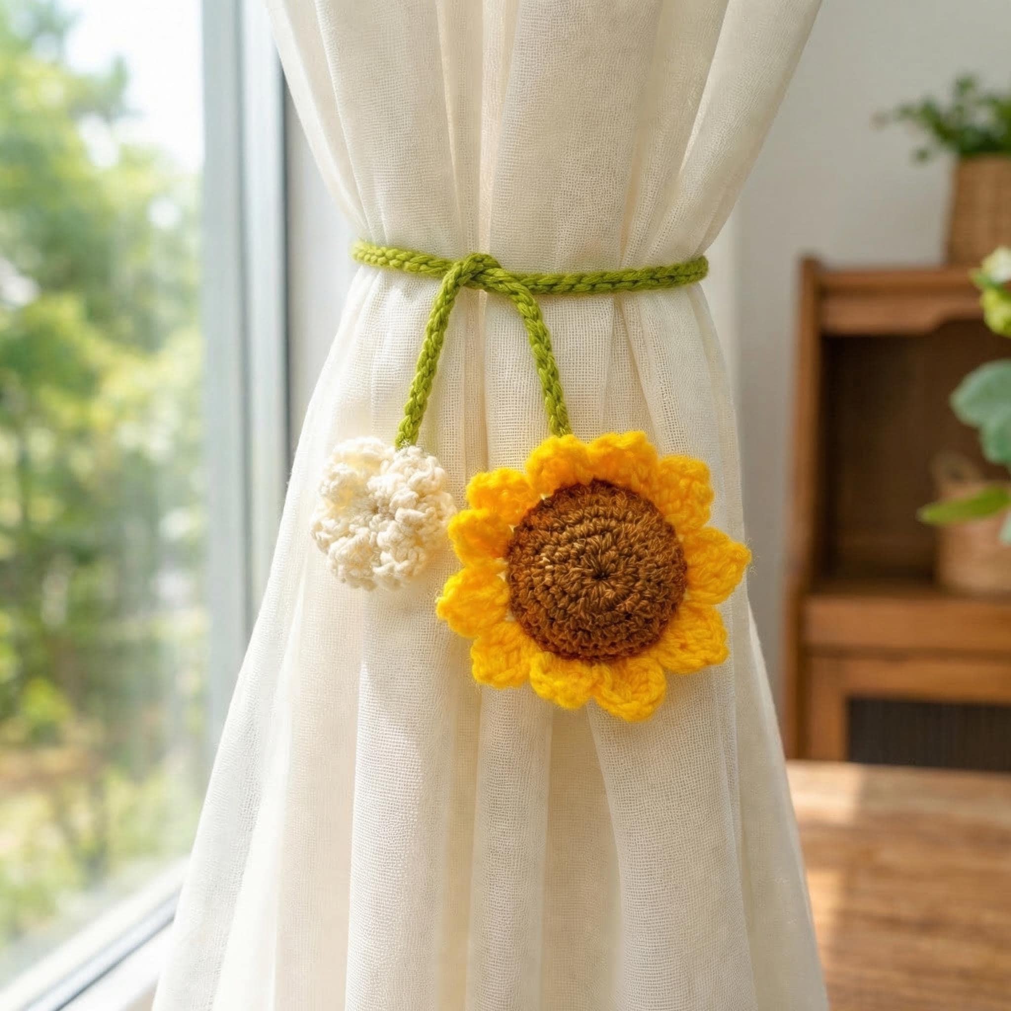 Crochet Curtain Tieback Handmade Flower Curtain Holder Fruit Tie Back Home Decor