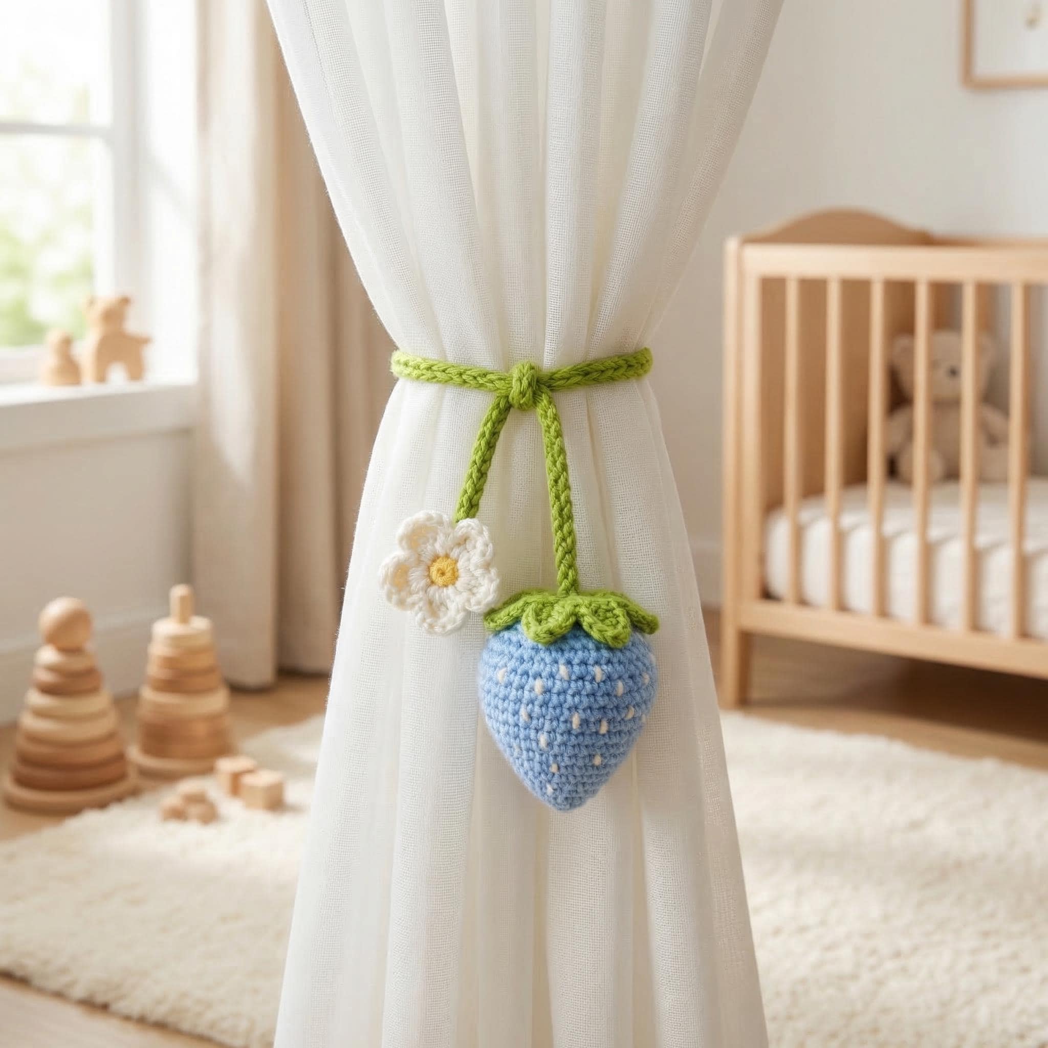 Crochet Curtain Tieback Handmade Flower Curtain Holder Fruit Tie Back Home Decor