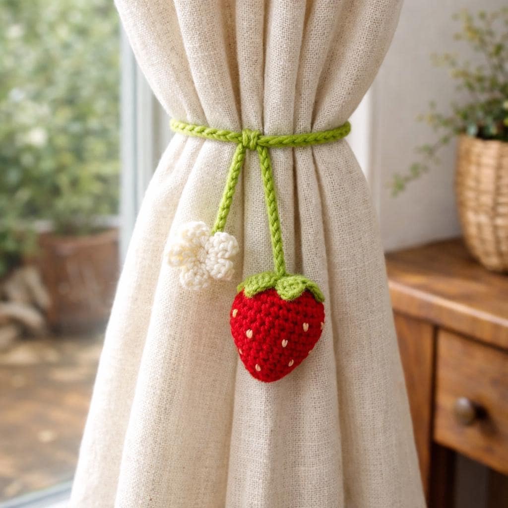 Crochet Curtain Tieback Handmade Flower Curtain Holder Fruit Tie Back Home Decor