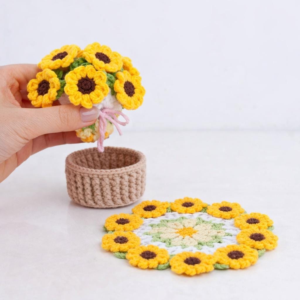 Handmade Crochet Flower Coaster – Coffee Coaster