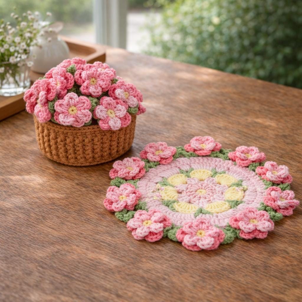 Handmade Crochet Flower Coaster – Coffee Coaster