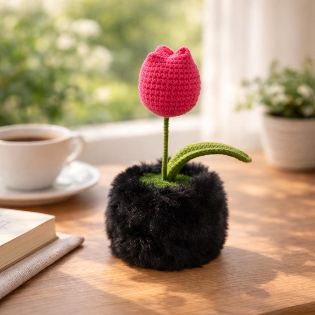 Crocheted Potted Plants, Desktop Ornaments, Office Decor