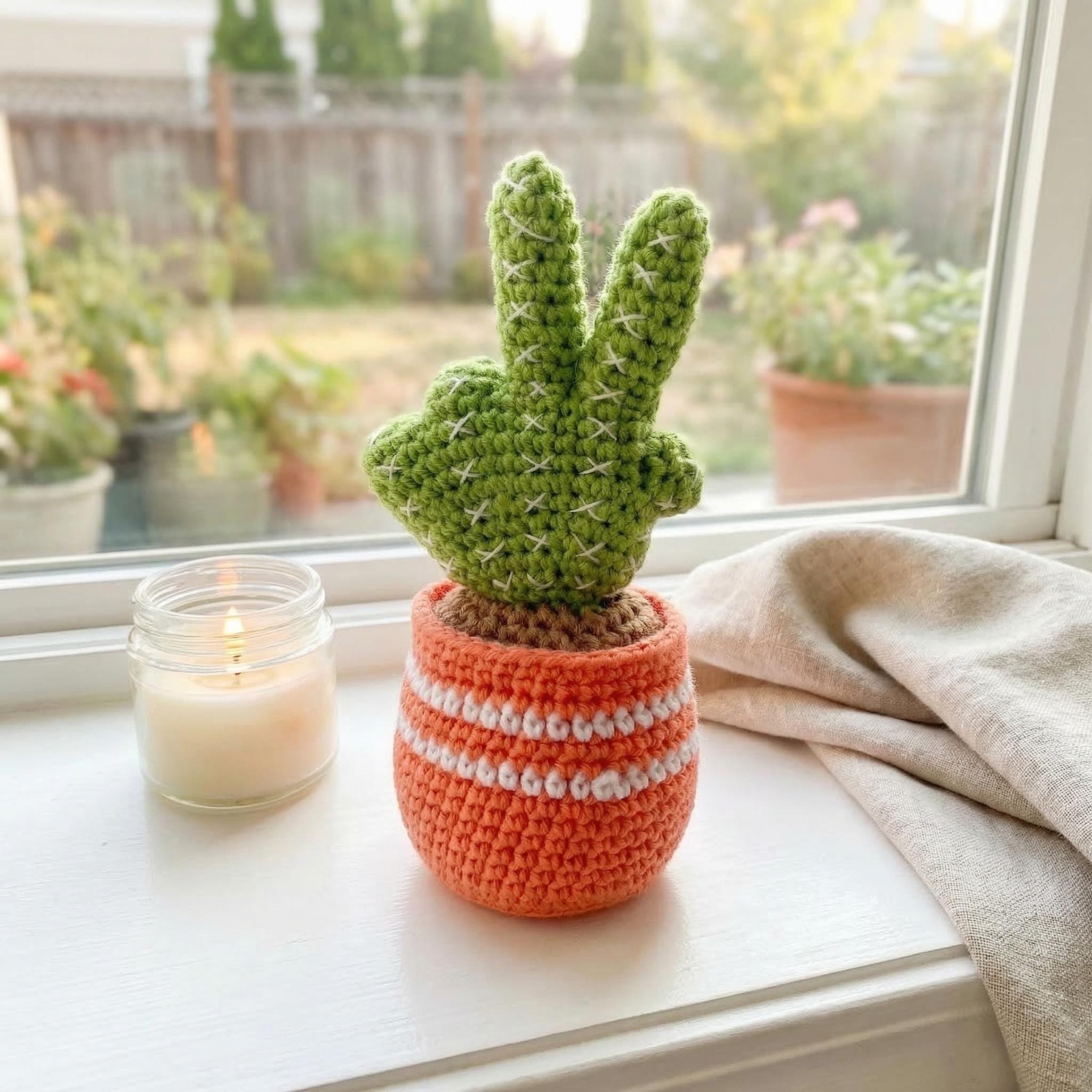 Handmade Crochet Cactus in Pot, Cute Desk Plant, Office Decoration