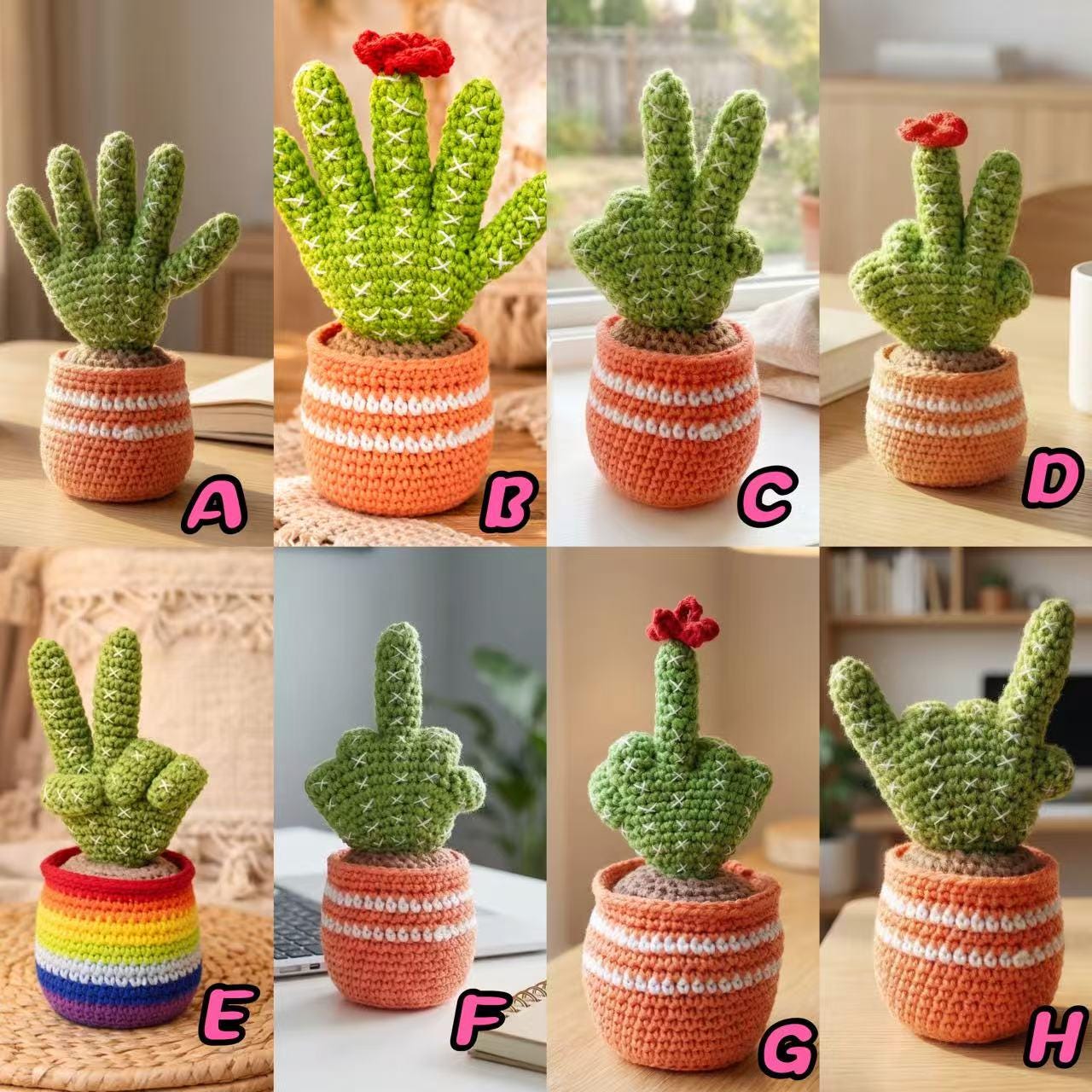 Handmade Crochet Cactus in Pot, Cute Desk Plant, Office Decoration