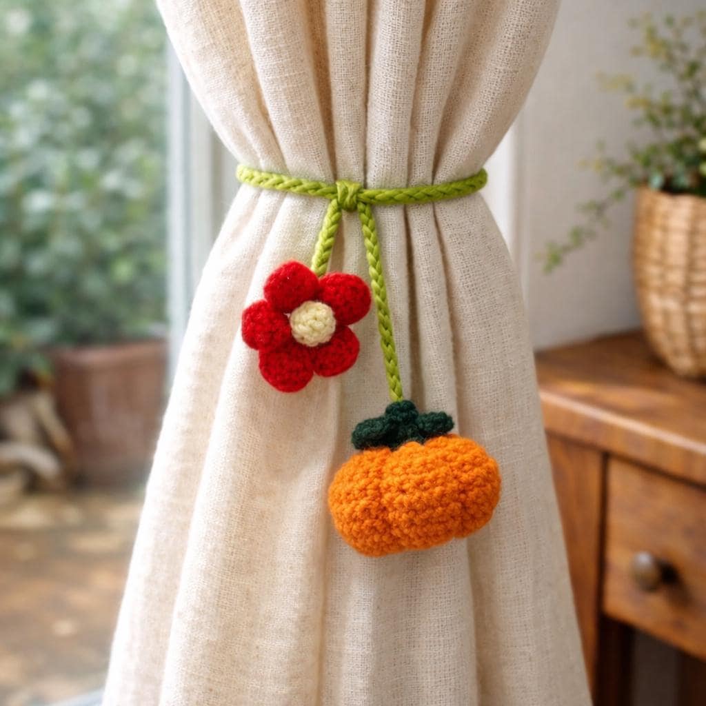 Crochet Curtain Tieback Handmade Flower Curtain Holder Fruit Tie Back Home Decor
