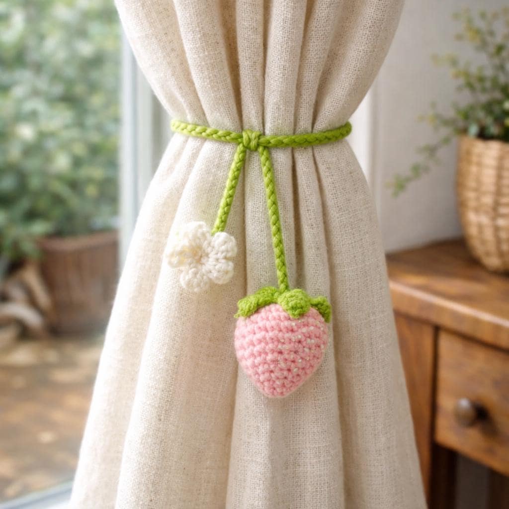 Crochet Curtain Tieback Handmade Flower Curtain Holder Fruit Tie Back Home Decor