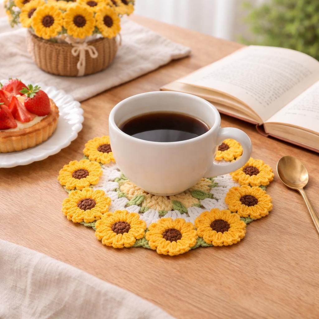 Handmade Crochet Flower Coaster – Coffee Coaster