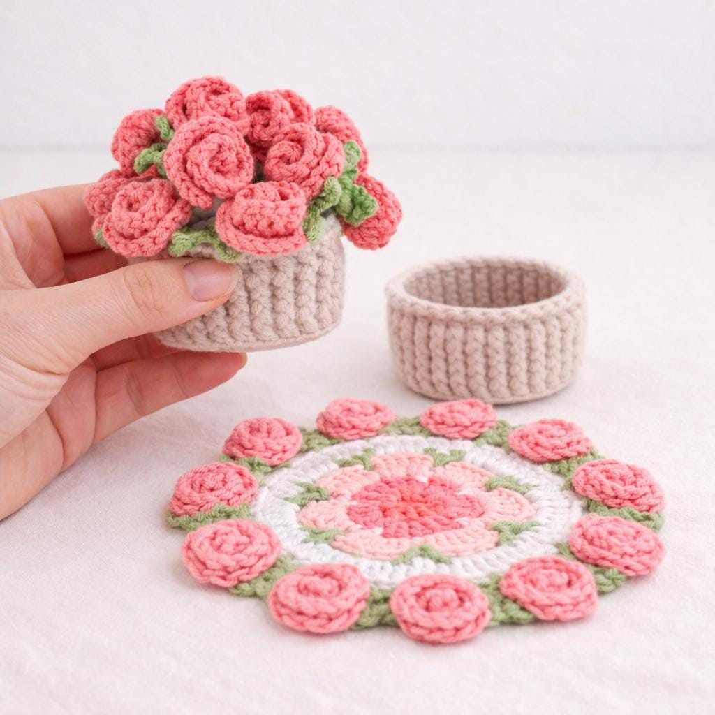 Handmade Crochet Flower Coaster – Coffee Coaster