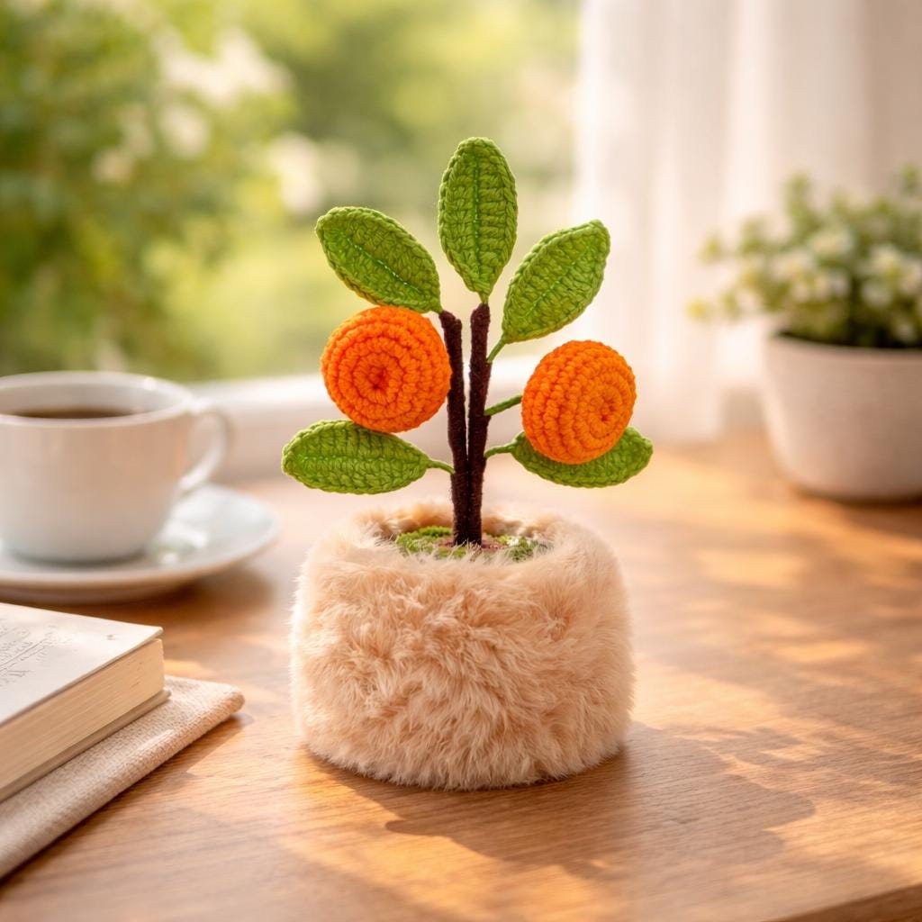 Crocheted Potted Plants, Desktop Ornaments, Office Decor