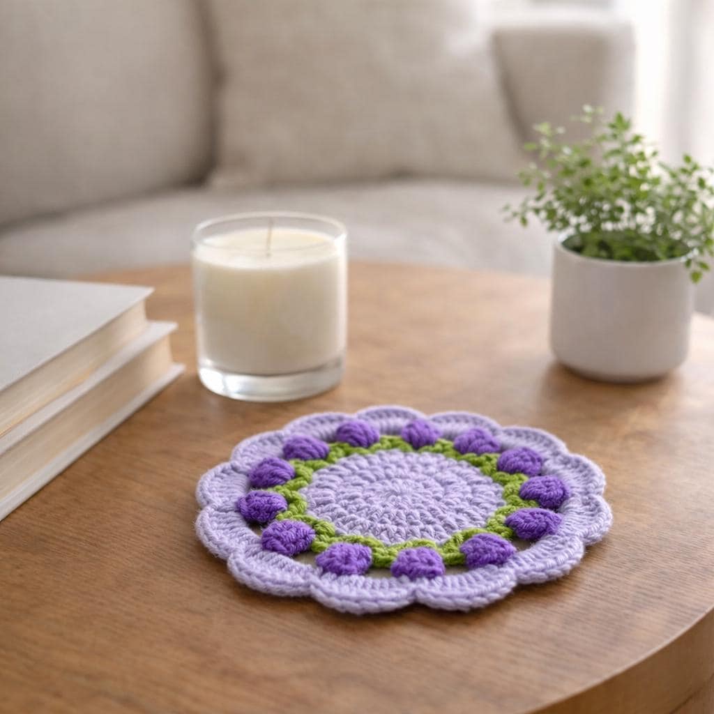 Crochet Tulip Coaster – Handmade – Use as Coaster or Decorative Basket