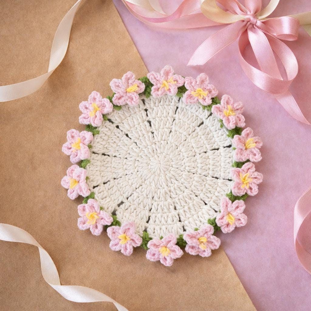 Crochet Coaster Set – Flower Shaped – Handmade