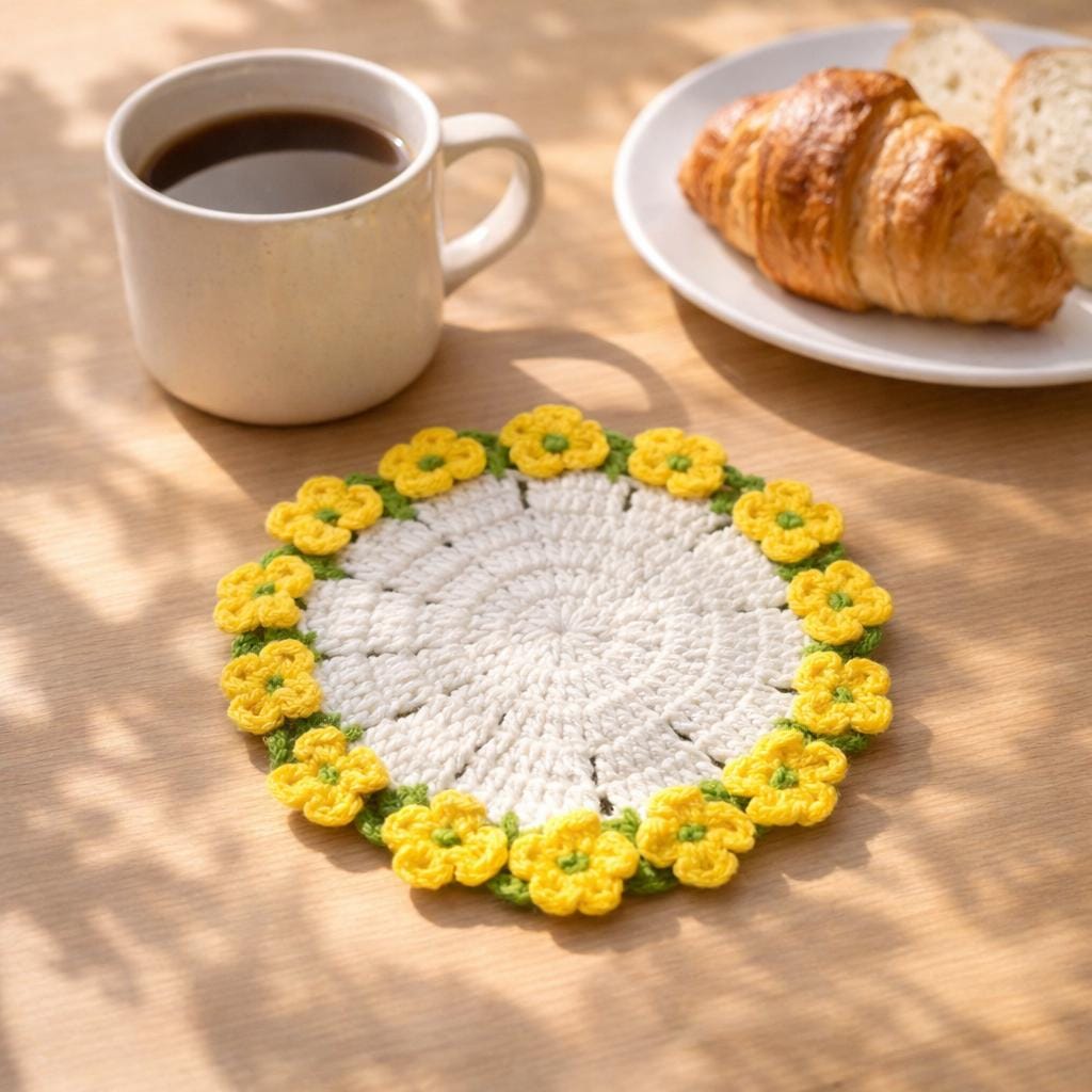 Crochet Coaster Set – Flower Shaped – Handmade