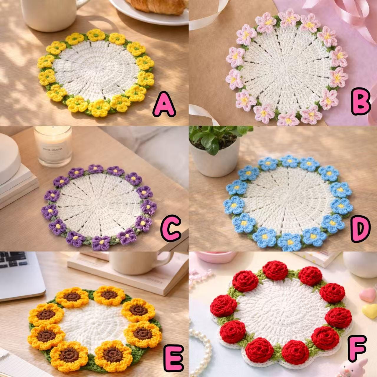 Crochet Coaster Set – Flower Shaped – Handmade