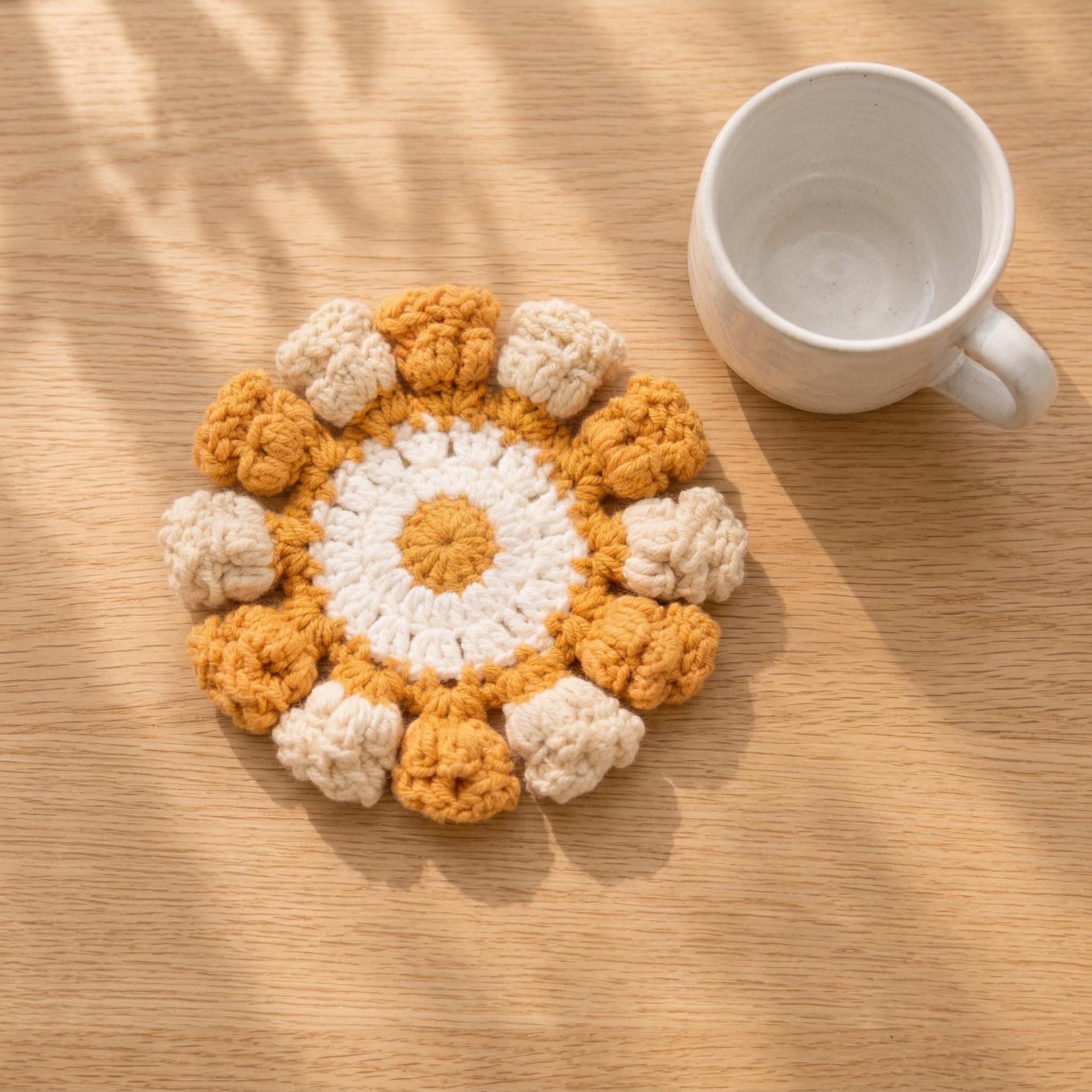 Handmade Crochet Coasters – 12 Colors – Floral Design – Approx. 10 cm