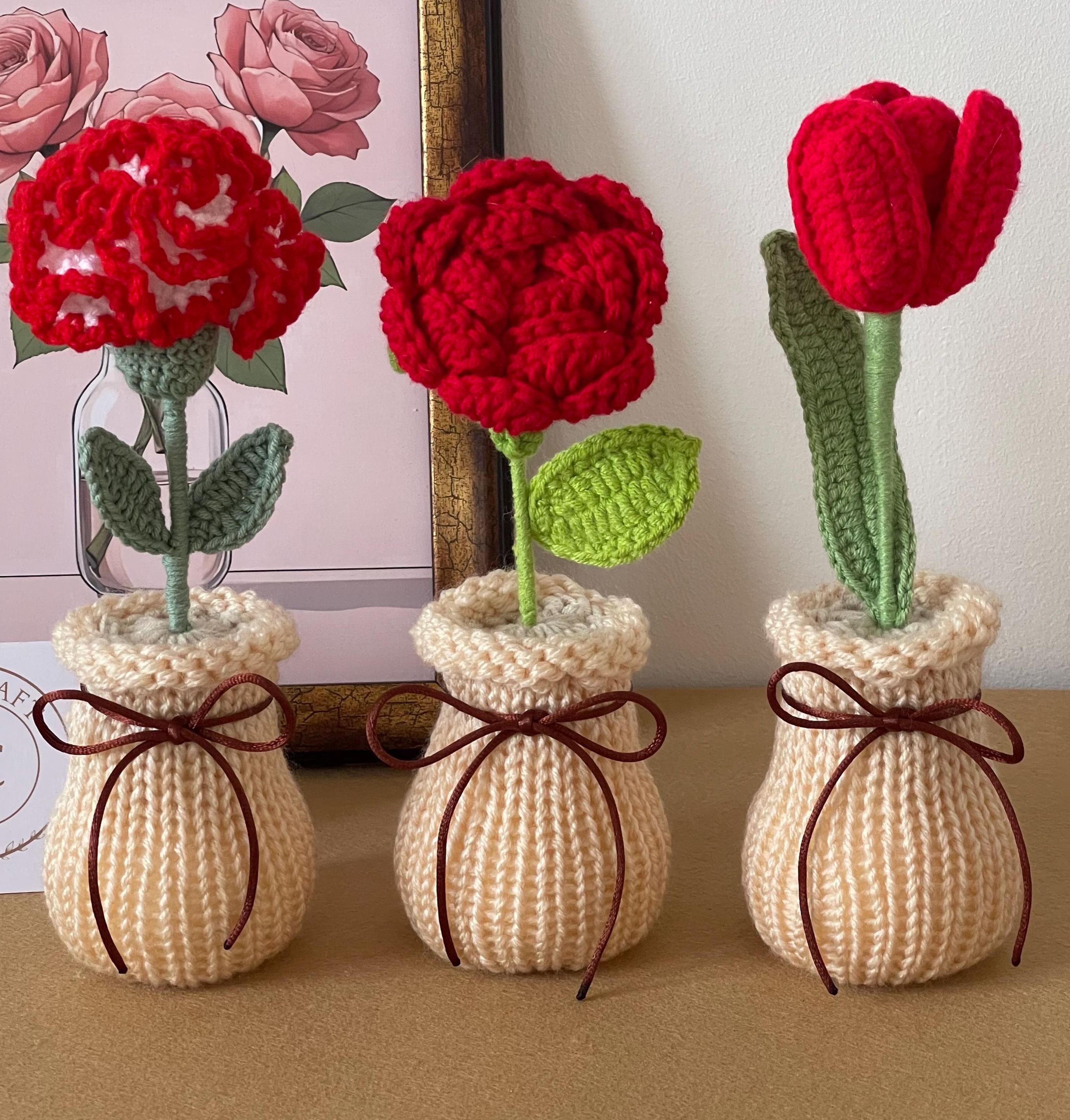 Handmade Crochet Flower Decorative Piece for Shelf Display and Tabletop Home Decor