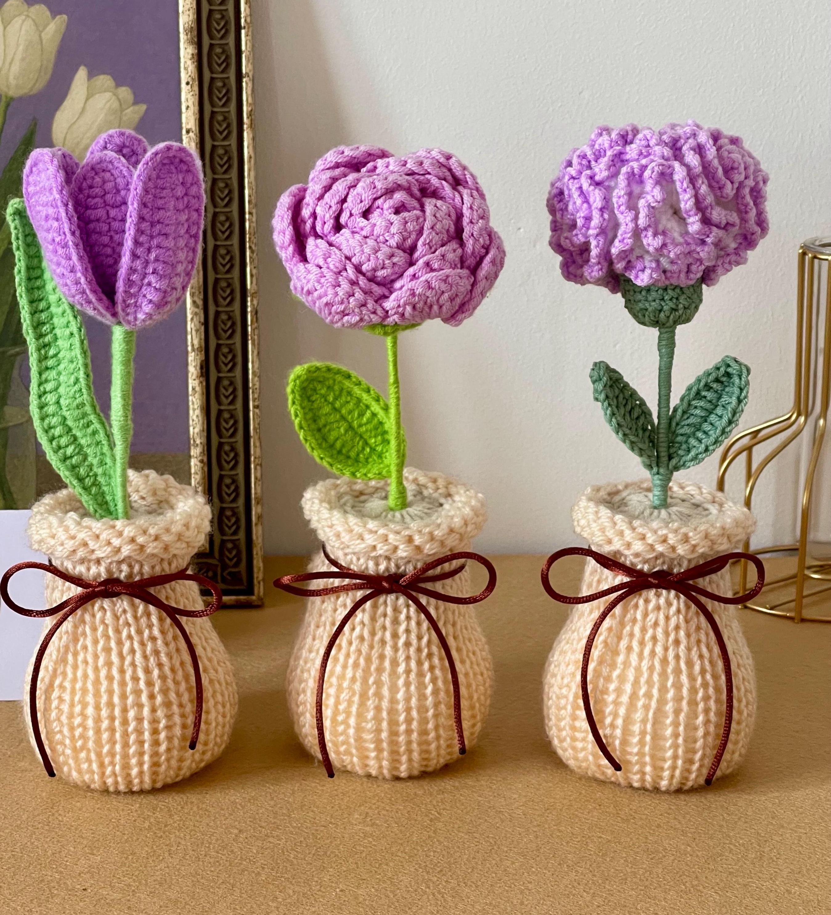 Handmade Crochet Flower Decorative Piece for Shelf Display and Tabletop Home Decor