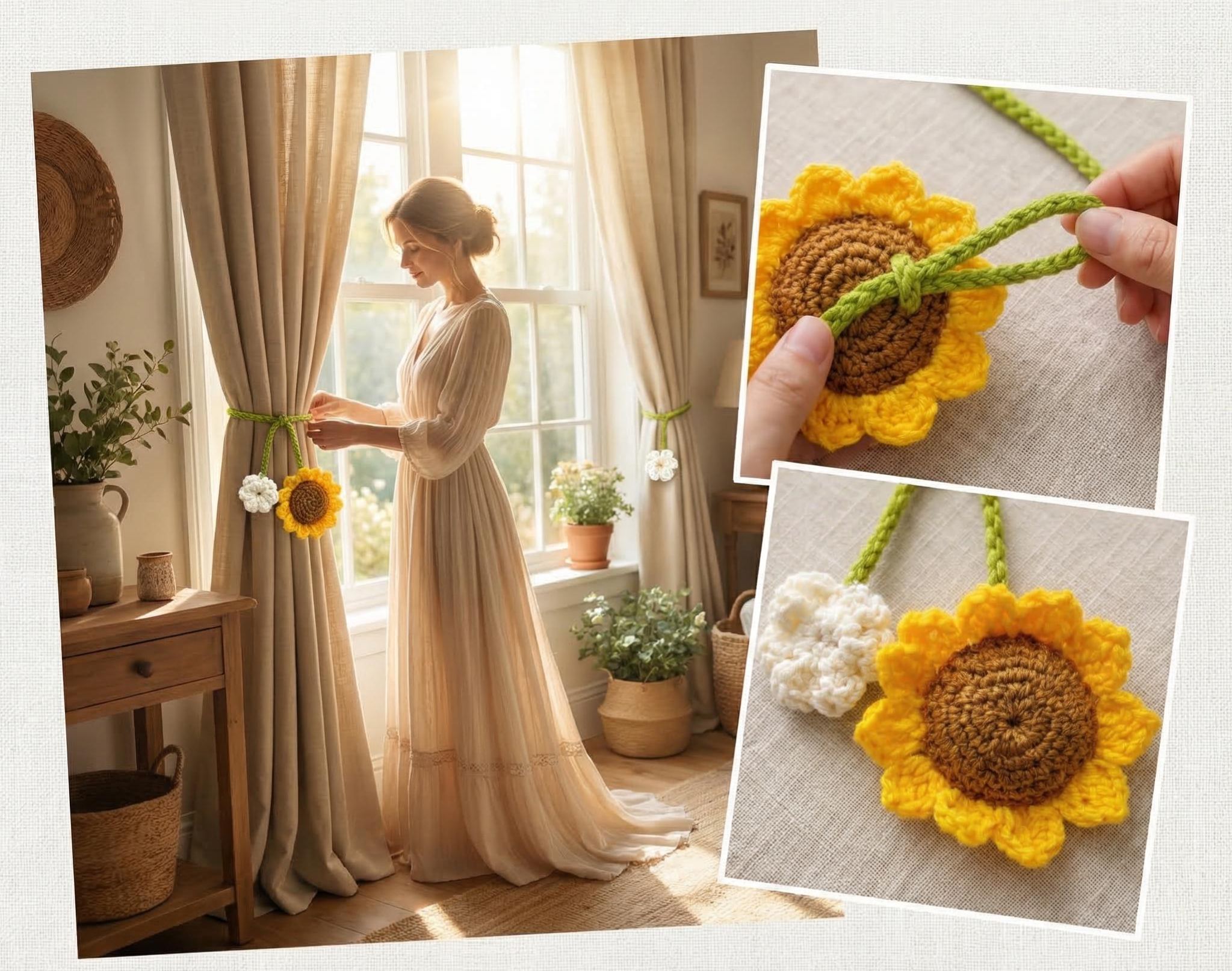 Crochet Curtain Tieback Handmade Flower Curtain Holder Fruit Tie Back Home Decor