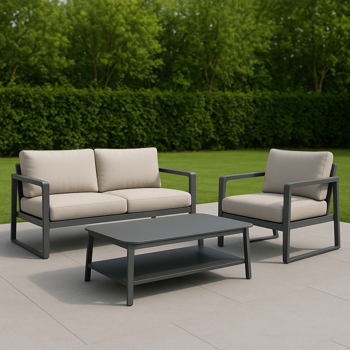 Kültéri ülőgarnitúra szett poliészter párnákkal és alumínium vázzal