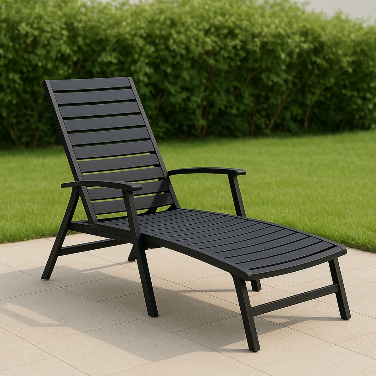 Kerti napozóágy fekete alumínium összecsukható