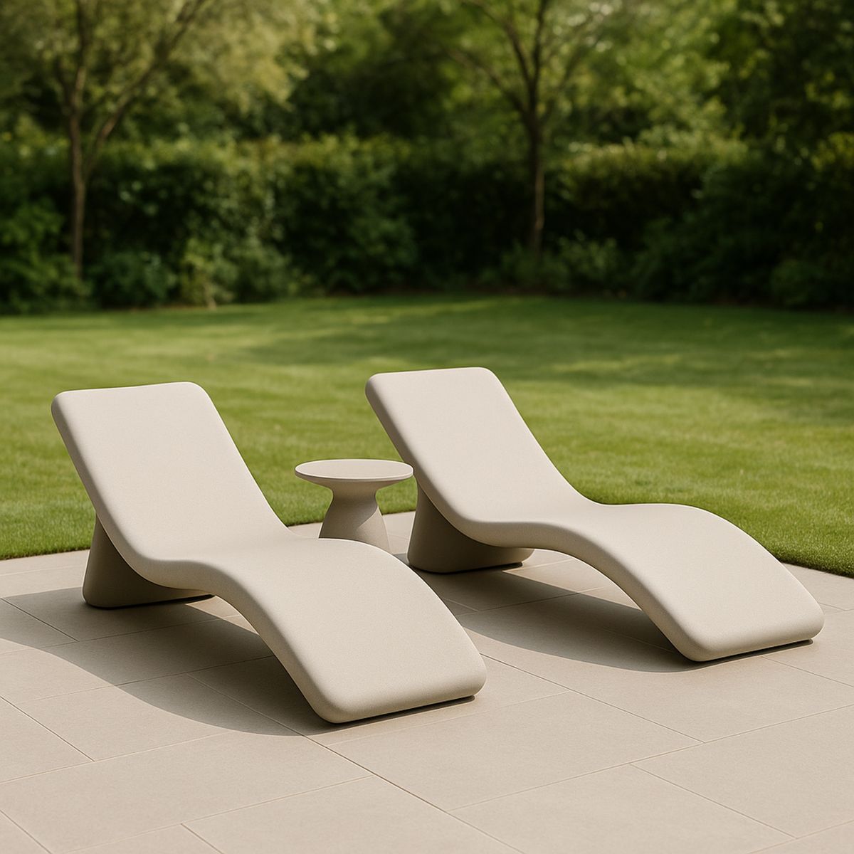 Bézs kültéri napozószék szett polipropilénből