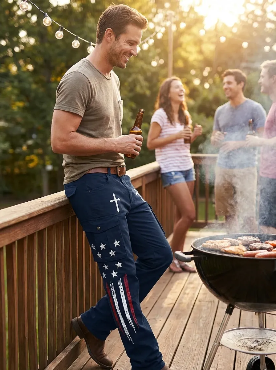 Men's casual patriotic-themed pants