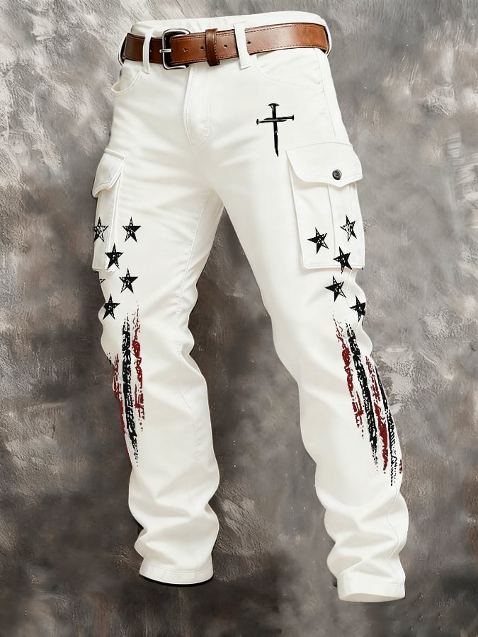 Men's casual patriotic-themed pants