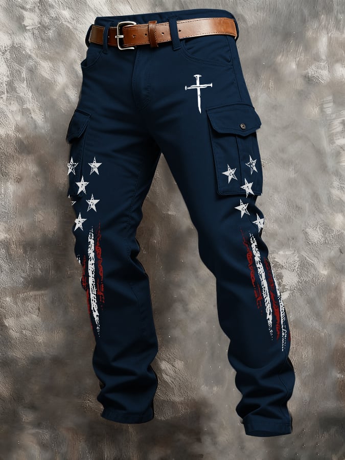 Men's casual patriotic-themed pants
