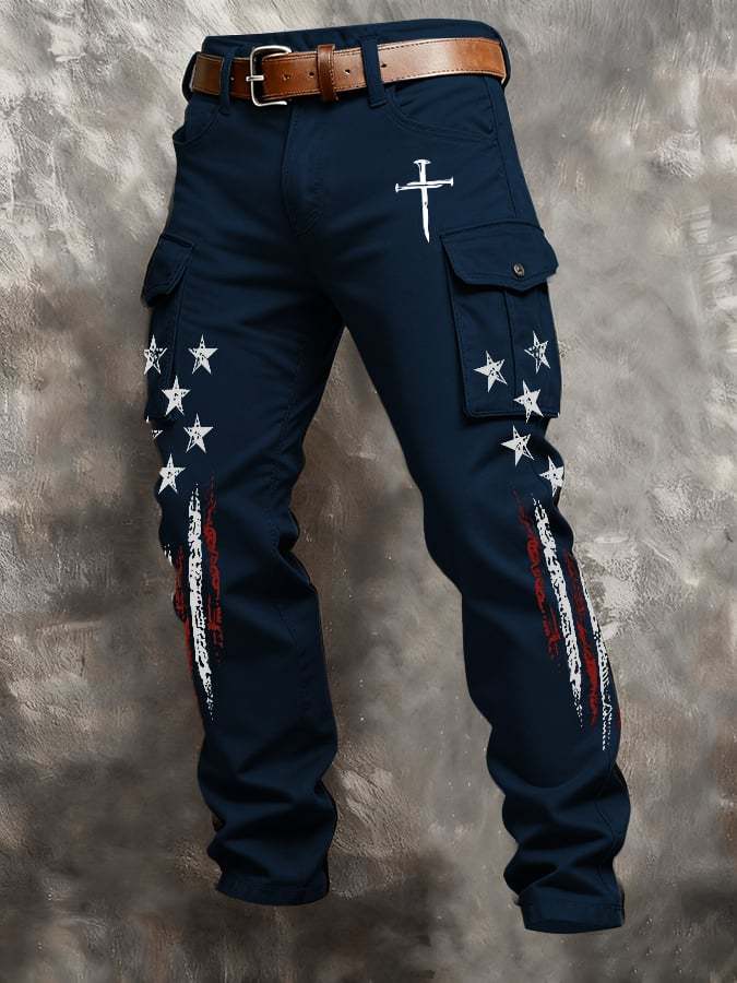 Men's casual patriotic-themed pants