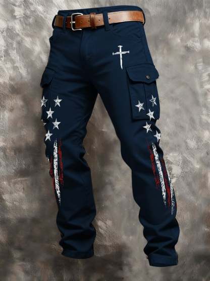 Men's casual patriotic-themed pants