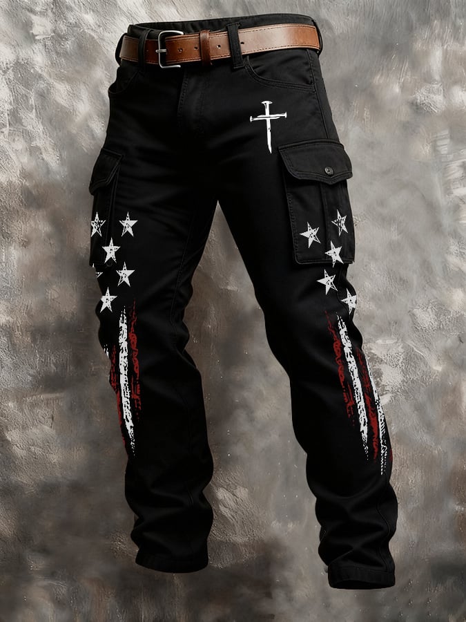 Men's casual patriotic-themed pants