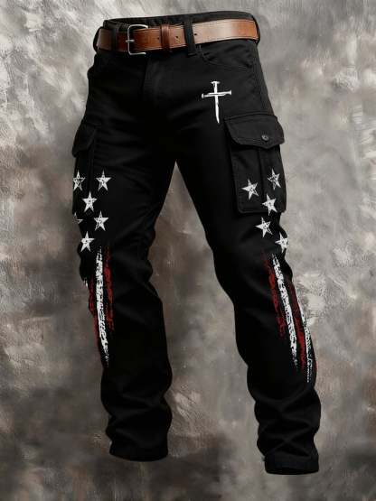 Men's casual patriotic-themed pants