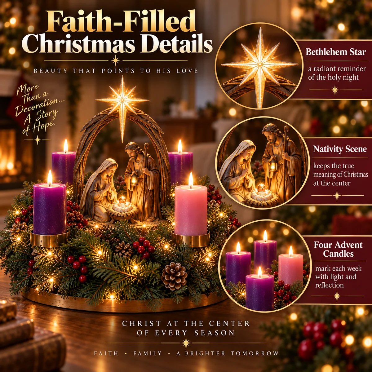 Bethlehem Star Nativity Advent wreath details