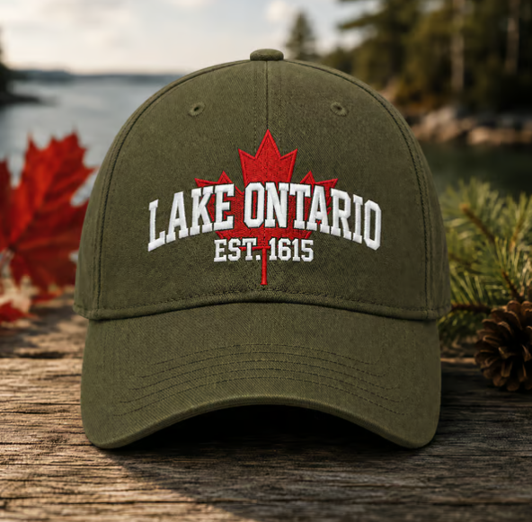 🔥LAST DAY 50% OFF - 🍁Lake Ontario Forever – Heritage Embroidered Cap (🧢100% Cotton) - Black / One-Size Fits Most