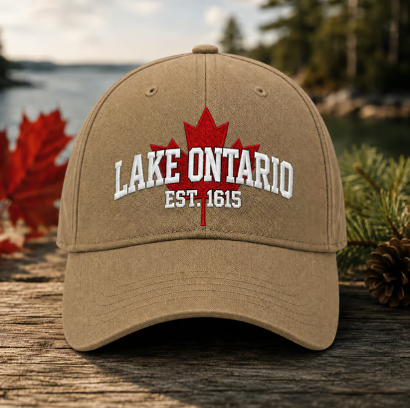 🔥LAST DAY 50% OFF - 🍁Lake Ontario Forever – Heritage Embroidered Cap (🧢100% Cotton) - Black / One-Size Fits Most