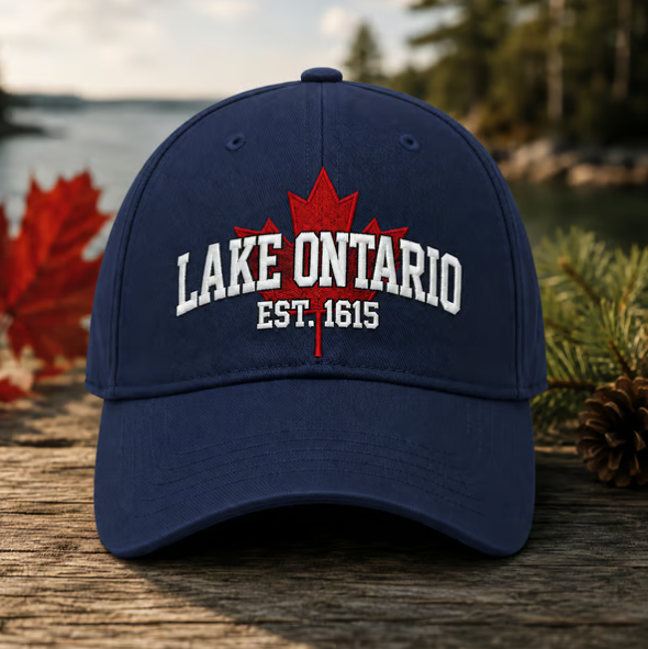 🔥LAST DAY 50% OFF - 🍁Lake Ontario Forever – Heritage Embroidered Cap (🧢100% Cotton) - Black / One-Size Fits Most