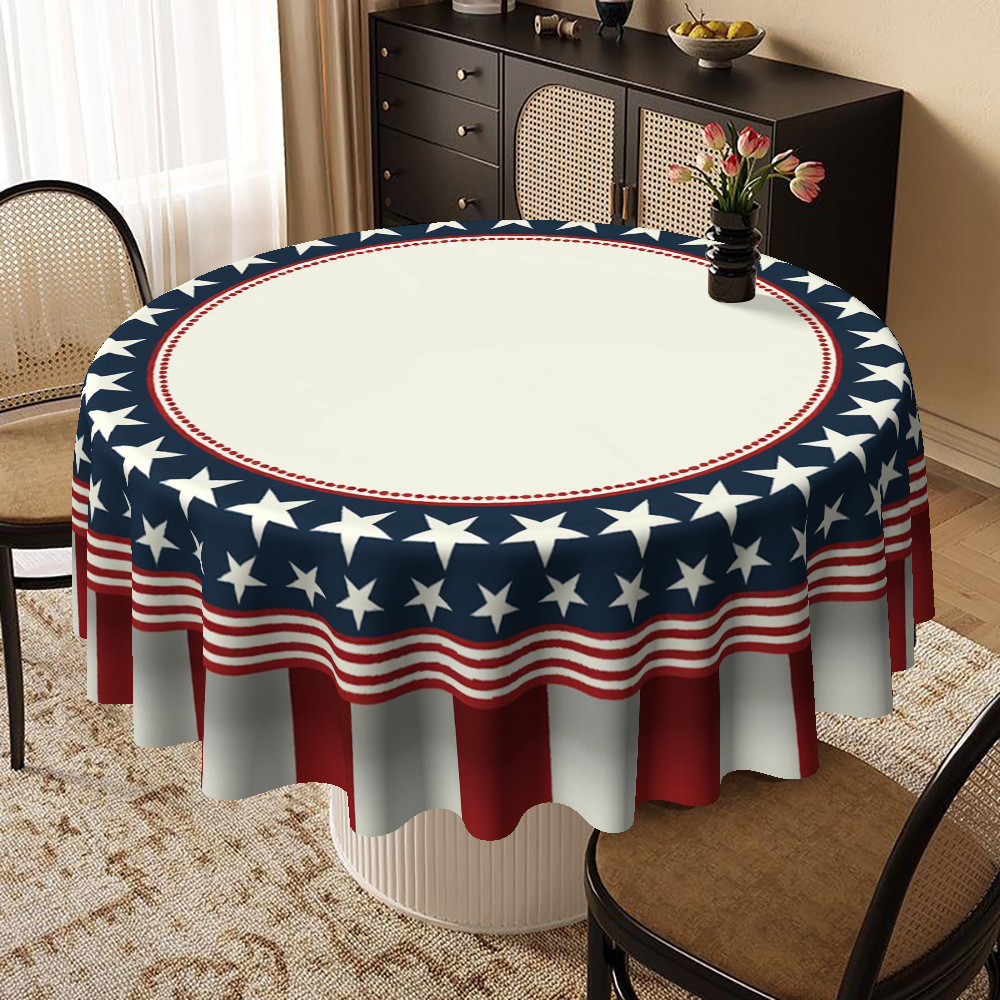 Patriotic Starburst Round Tablecloth