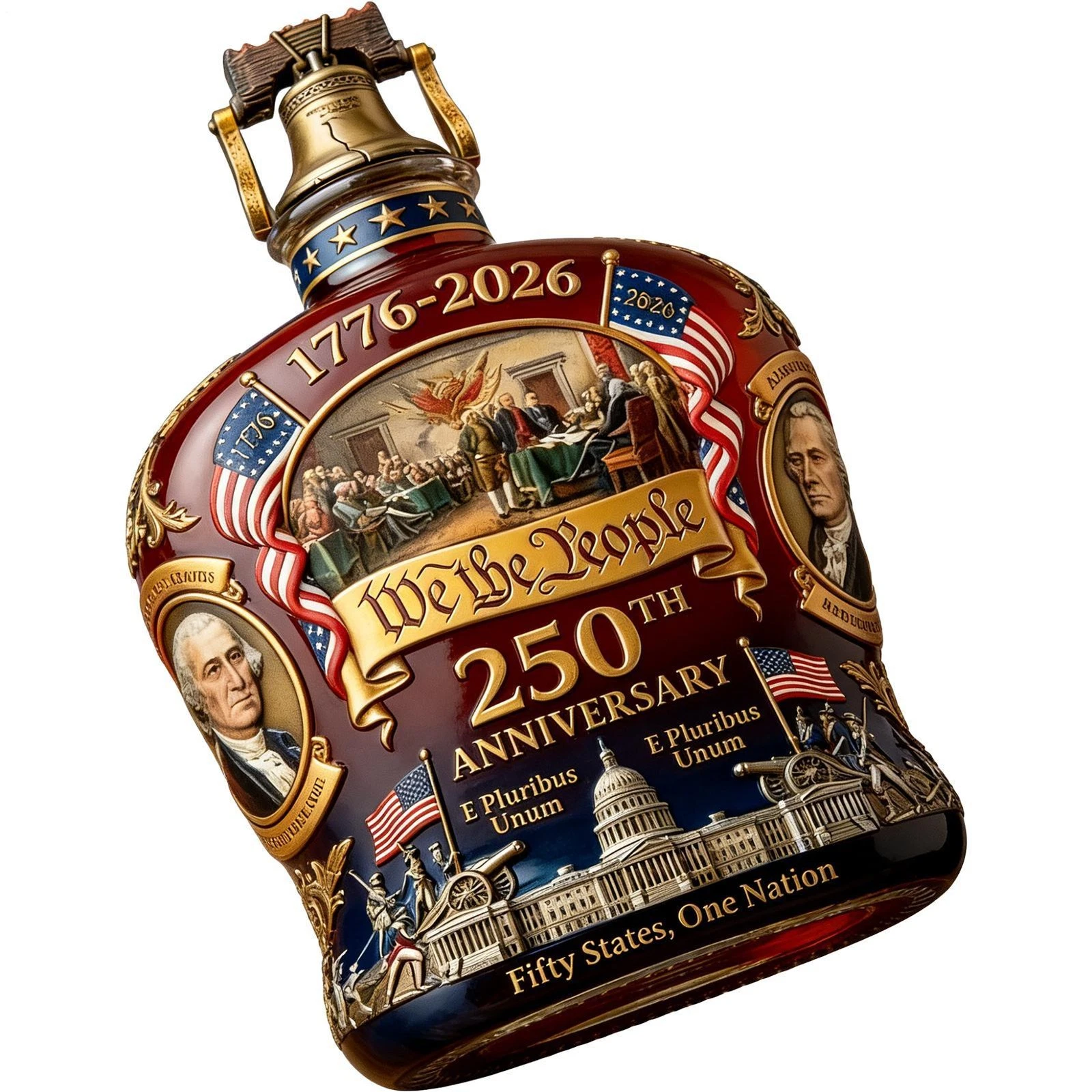 Whiskey Bottle 250th Patriotic Heritage Empty Whiskey Bottle Commemorative