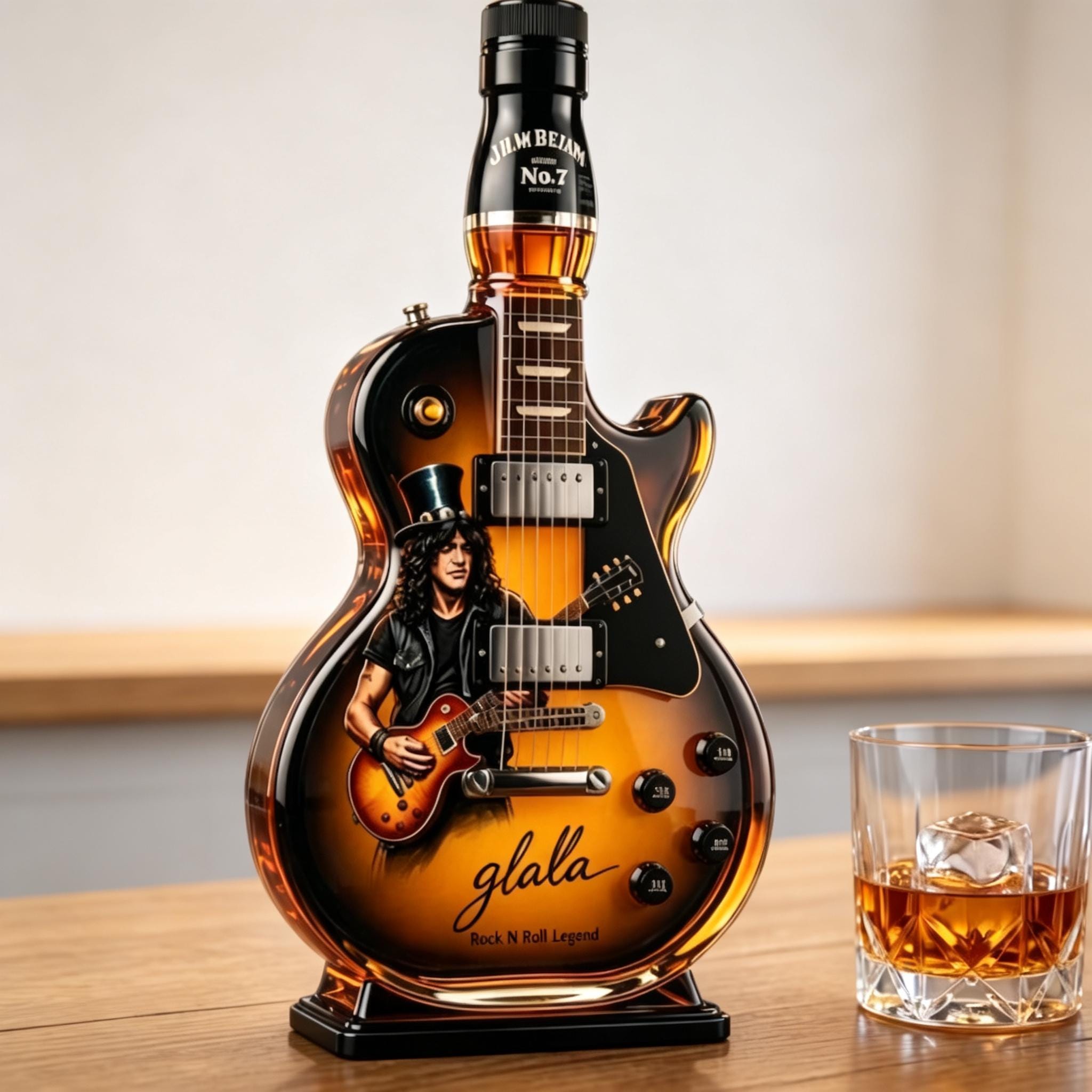 Vintage Sunburst Guitar Figurine Spirit Bottle