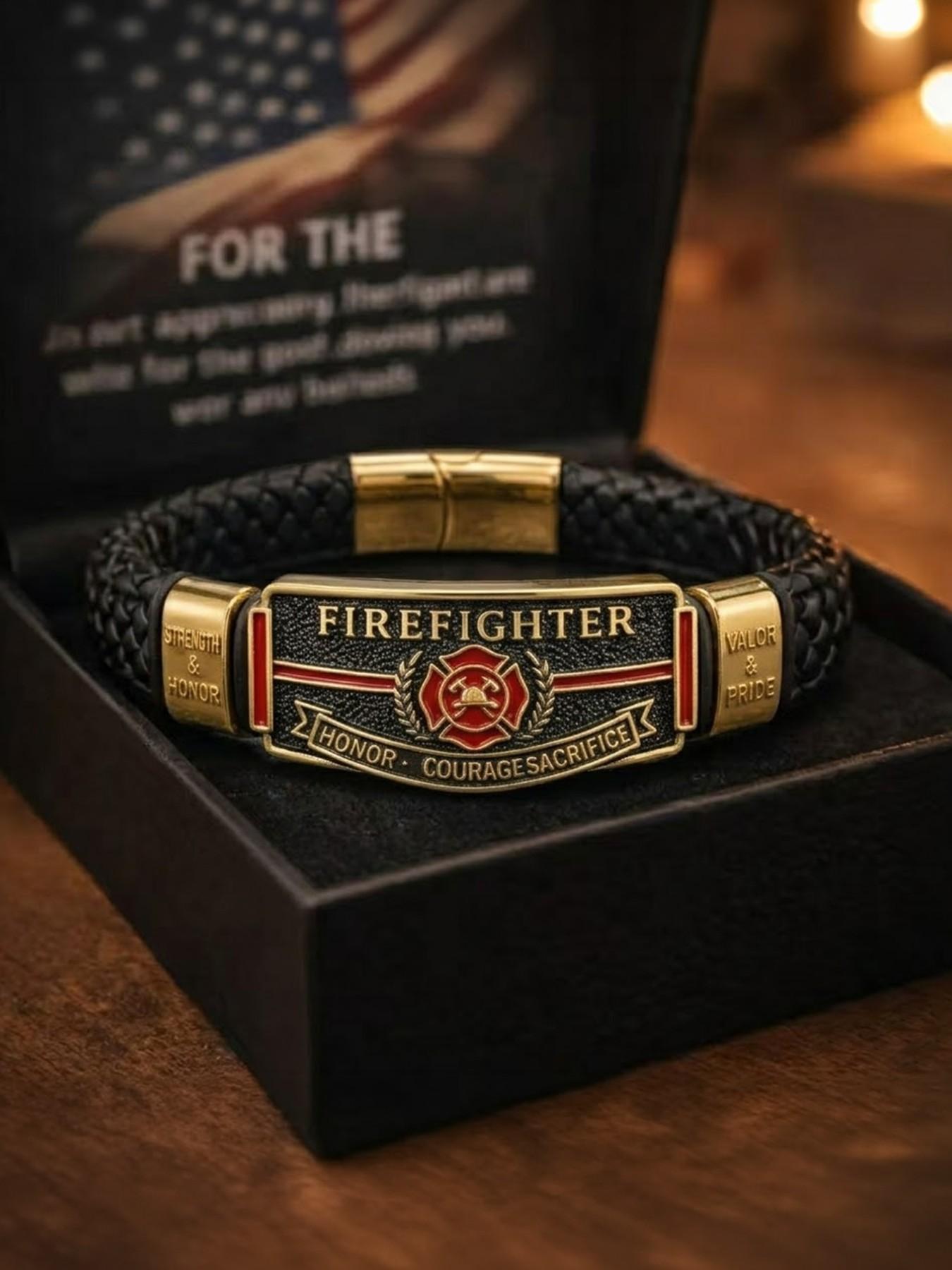 Firefighter Honor Bracelet for Men, Elegant Fireman Memorial Band, Perfect Gift for Emergency Services Personnel, Durable & Stylish Accessory Firefighter Honor Bracelet for Men, Elegant Fireman Memorial Band, Perfect Gift for Emergency Services Personnel, Durable & Stylish Accessory