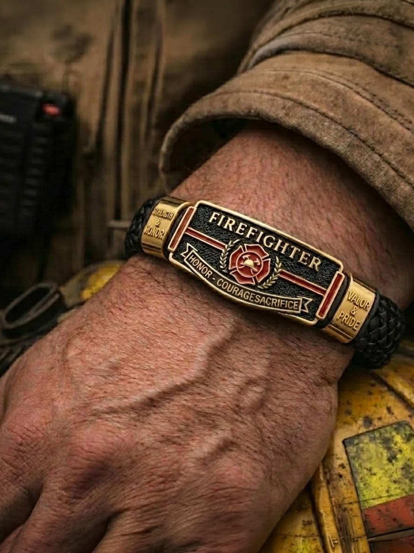 Firefighter Honor Bracelet for Men, Elegant Fireman Memorial Band, Perfect Gift for Emergency Services Personnel, Durable & Stylish Accessory Firefighter Honor Bracelet for Men, Elegant Fireman Memorial Band, Perfect Gift for Emergency Services Personnel, Durable & Stylish Accessory
