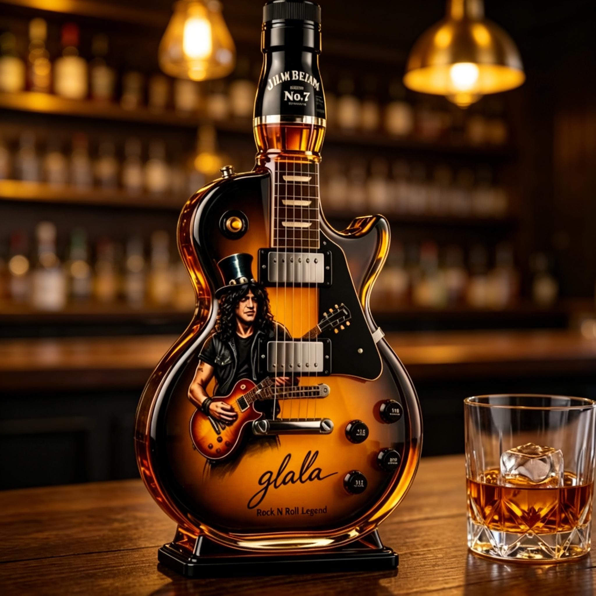 Vintage Sunburst Guitar Figurine Spirit Bottle