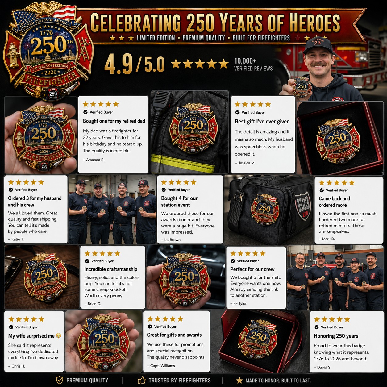 ⚡️Last Day 49% OFF - 250th Anniversary Firefighter Badge