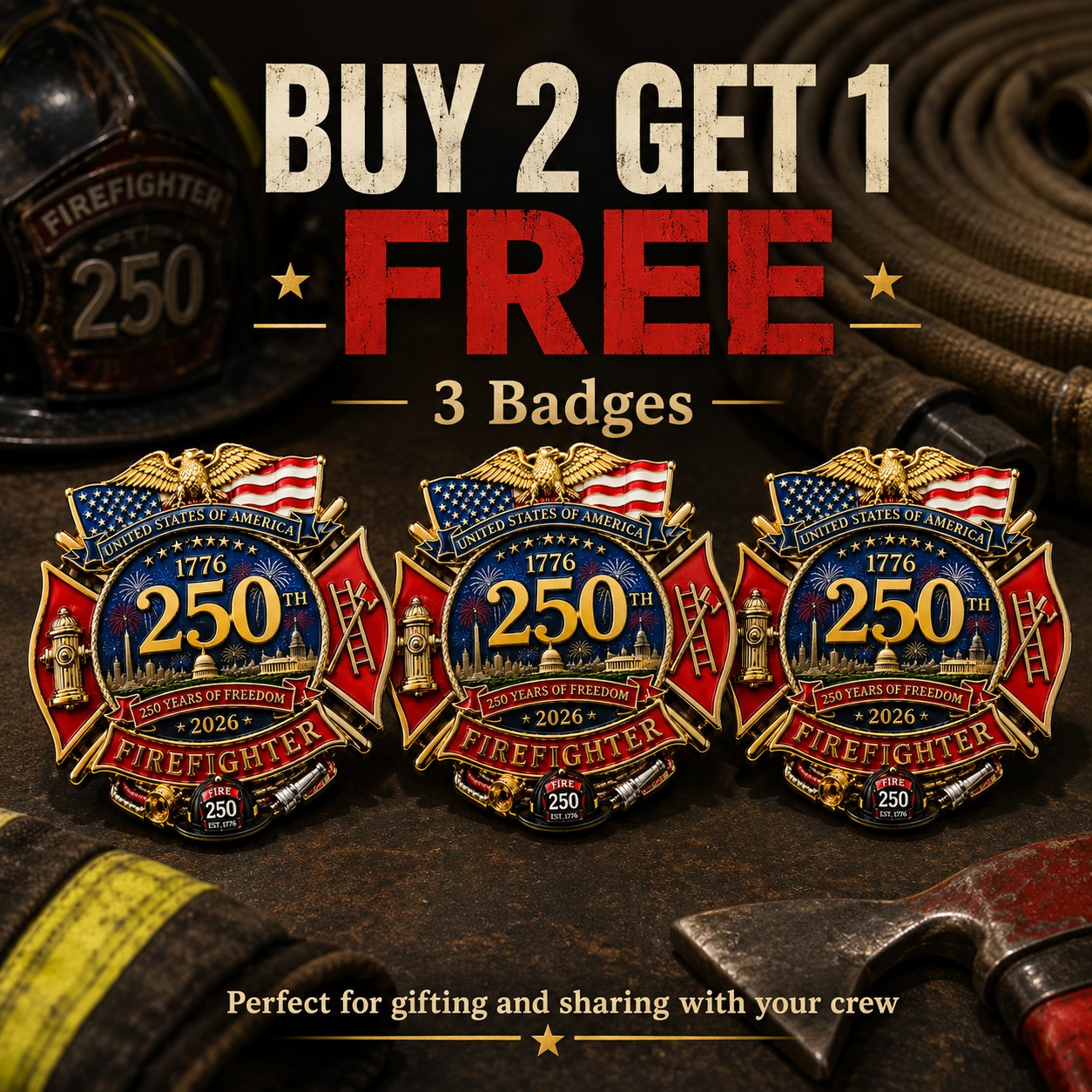 ⚡️Last Day 49% OFF - 250th Anniversary Firefighter Badge