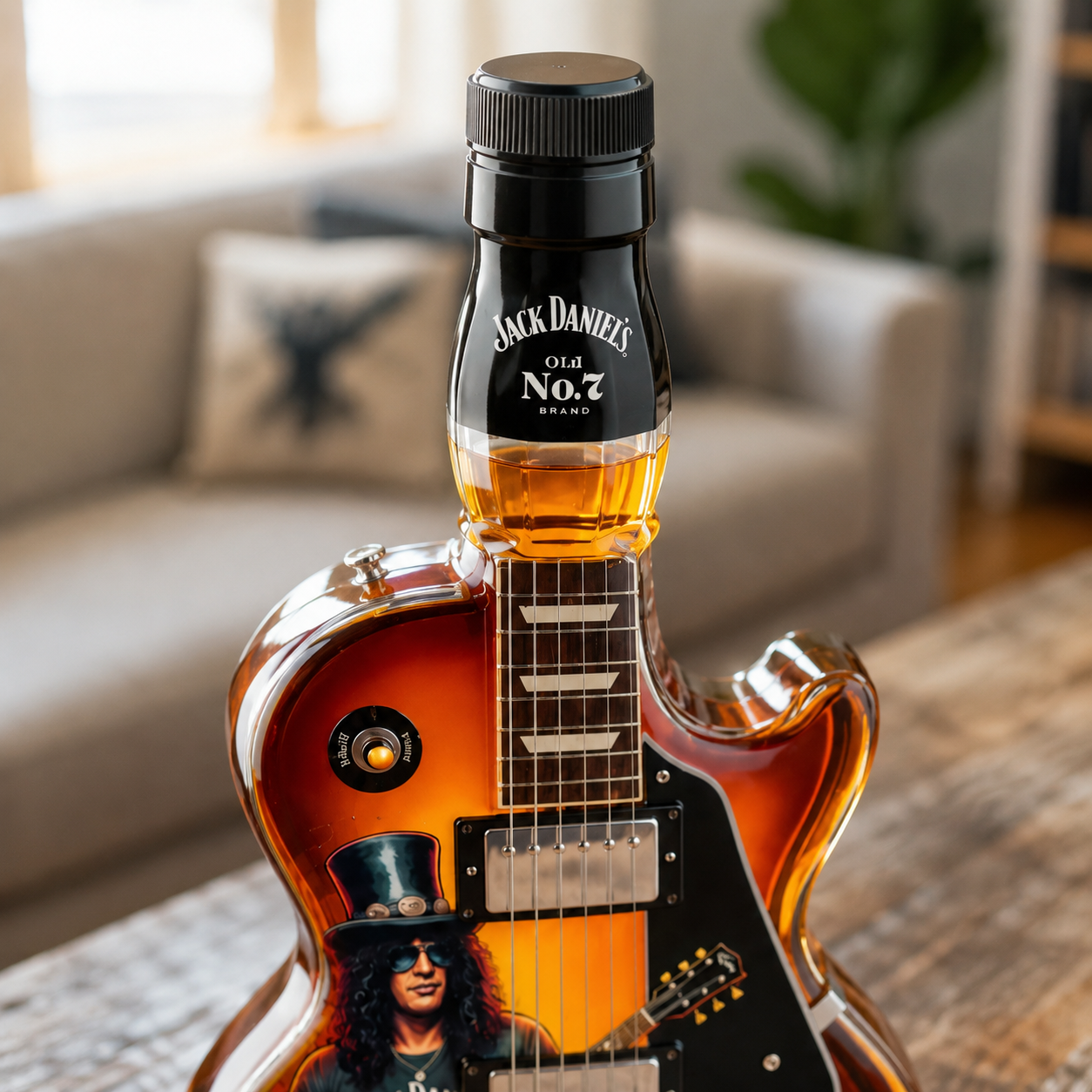 Vintage Sunburst Guitar Figurine Spirit Bottle
